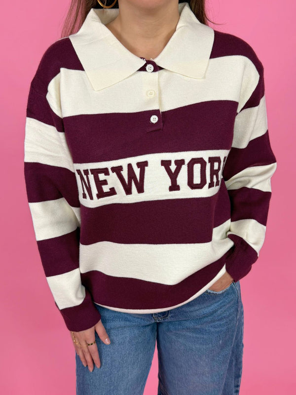Striped Sweater Burgundy